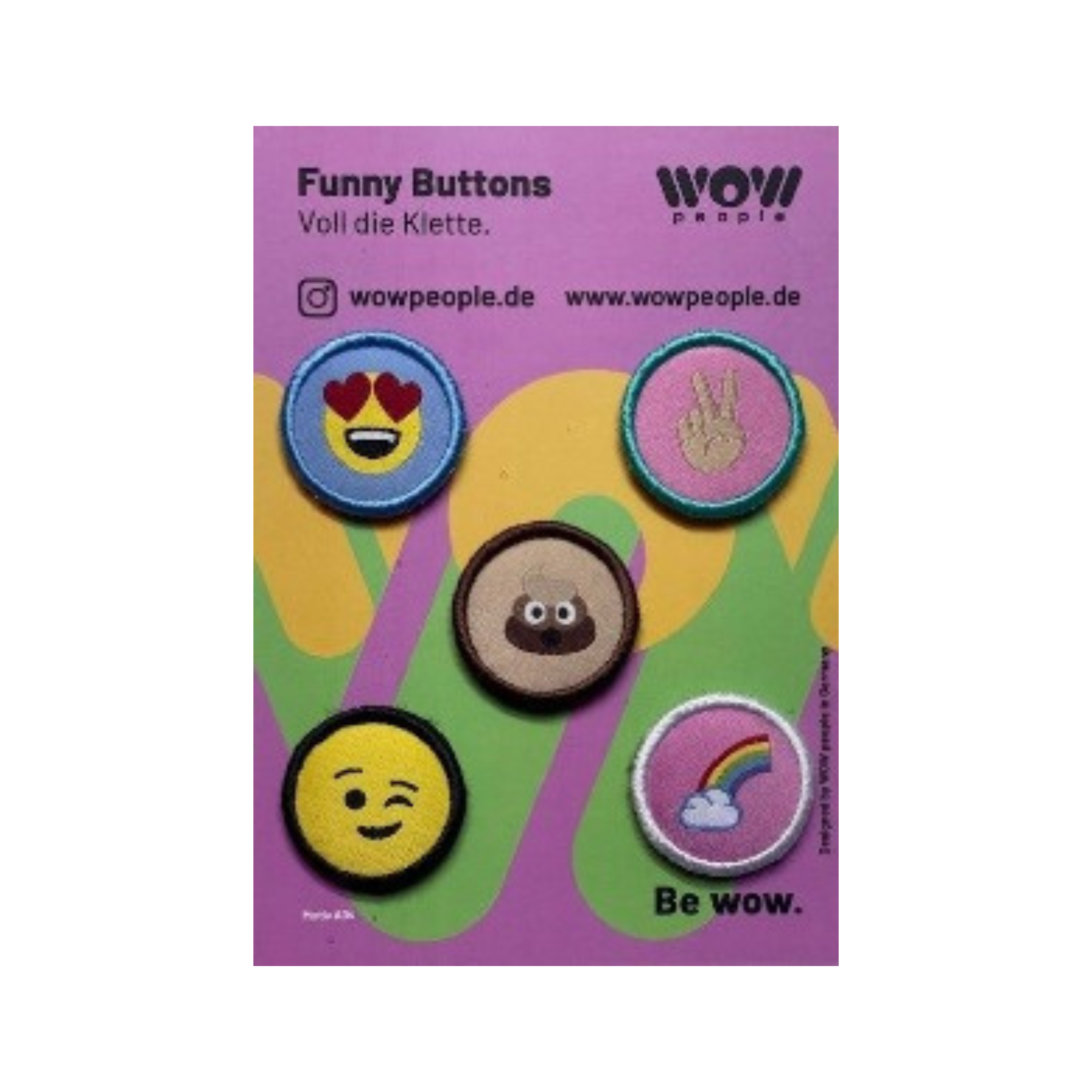 Funny Buttons zur individuellen Gestaltung (5 Klettmotive)