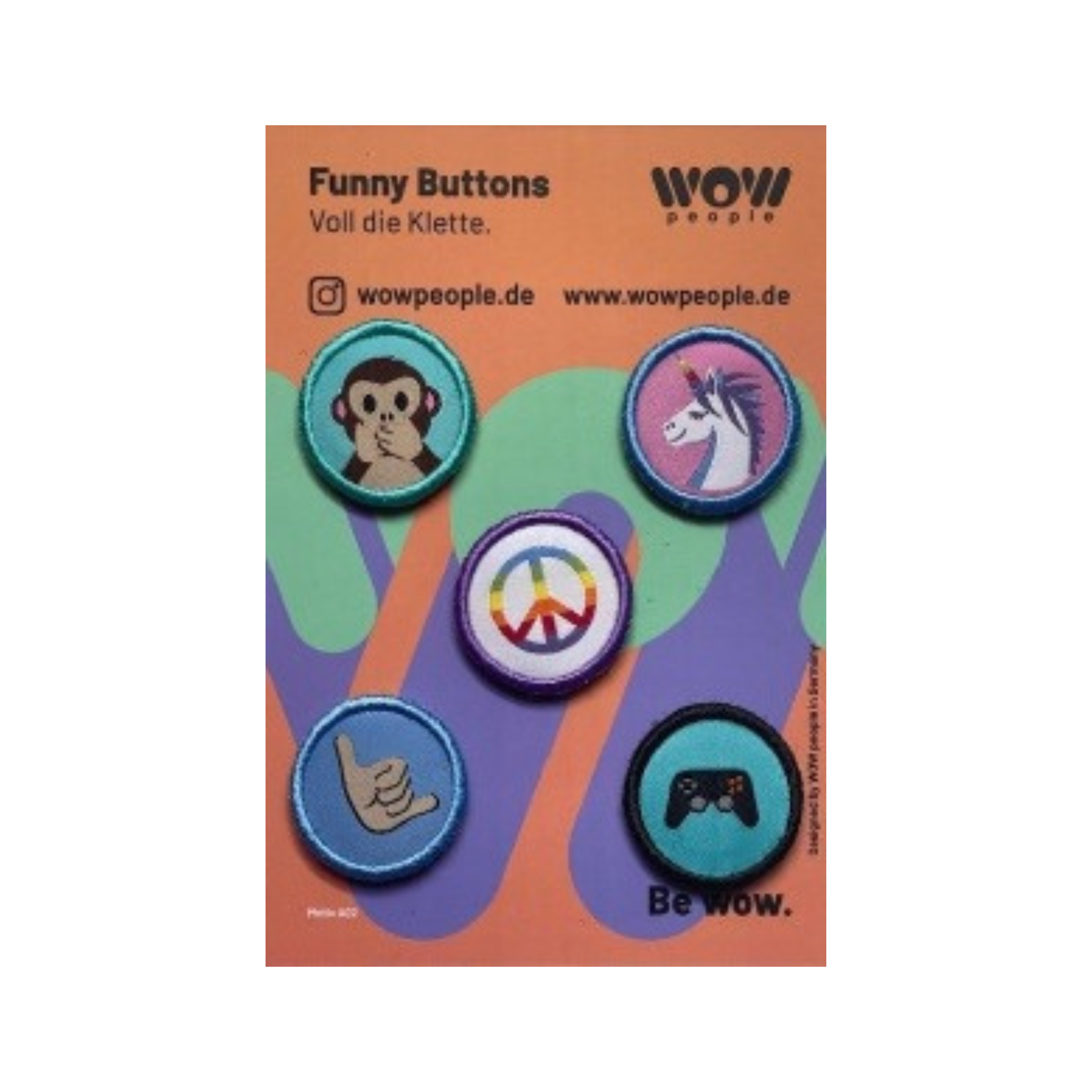 Funny Buttons zur individuellen Gestaltung (5 Klettmotive)